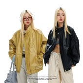 Novo2023 Ženska klasična jakna od umjetne kože Ženske motociklističke jakne Jesen Zima Ženski široki ležerni kožni kaput s patentnim zatvaračem