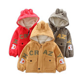 Jachetă din bumbac pentru copii de iarnă 2021, la modă nouă, drăguț, cu glugă, plus jachetă de catifea pentru băiat, 0-5 ani