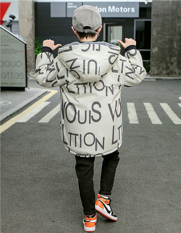 Dječja zimska dvospratna debela jakna Kaput Pamučno podstavljena plišana podstava otporna na vjetar vodootporna modna vjetrovka s uzorkom slova