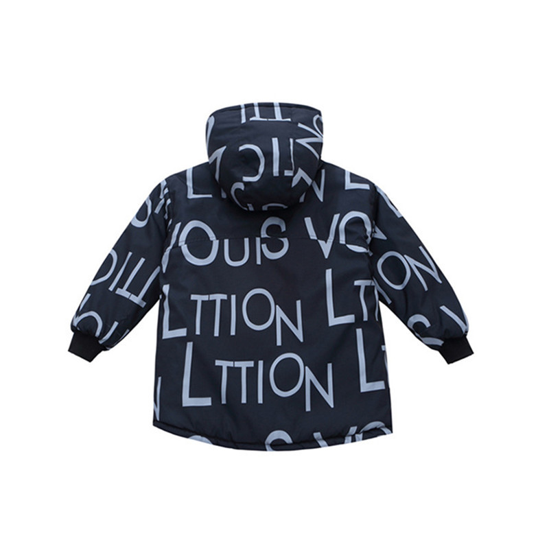 Dječja zimska dvospratna debela jakna Kaput Pamučno podstavljena plišana podstava otporna na vjetar vodootporna modna vjetrovka s uzorkom slova