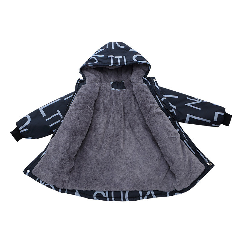 Dječja zimska dvospratna debela jakna Kaput Pamučno podstavljena plišana podstava otporna na vjetar vodootporna modna vjetrovka s uzorkom slova