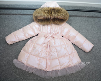 Бебешко яке за момичета Зимно дълго памучно подплатено парка Рокля Прохождащо лъскаво пухено палто с качулка Коледни костюми за снежен костюм TZ346