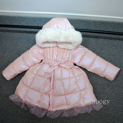 Jachetă pentru fete de iarnă, lungă din bumbac, parka, căptușită, pentru copii mici, haină strălucitoare cu glugă, costume de Crăciun pentru costum de zăpadă TZ346