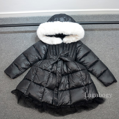 Jachetă pentru fete de iarnă, lungă din bumbac, parka, căptușită, pentru copii mici, haină strălucitoare cu glugă, costume de Crăciun pentru costum de zăpadă TZ346