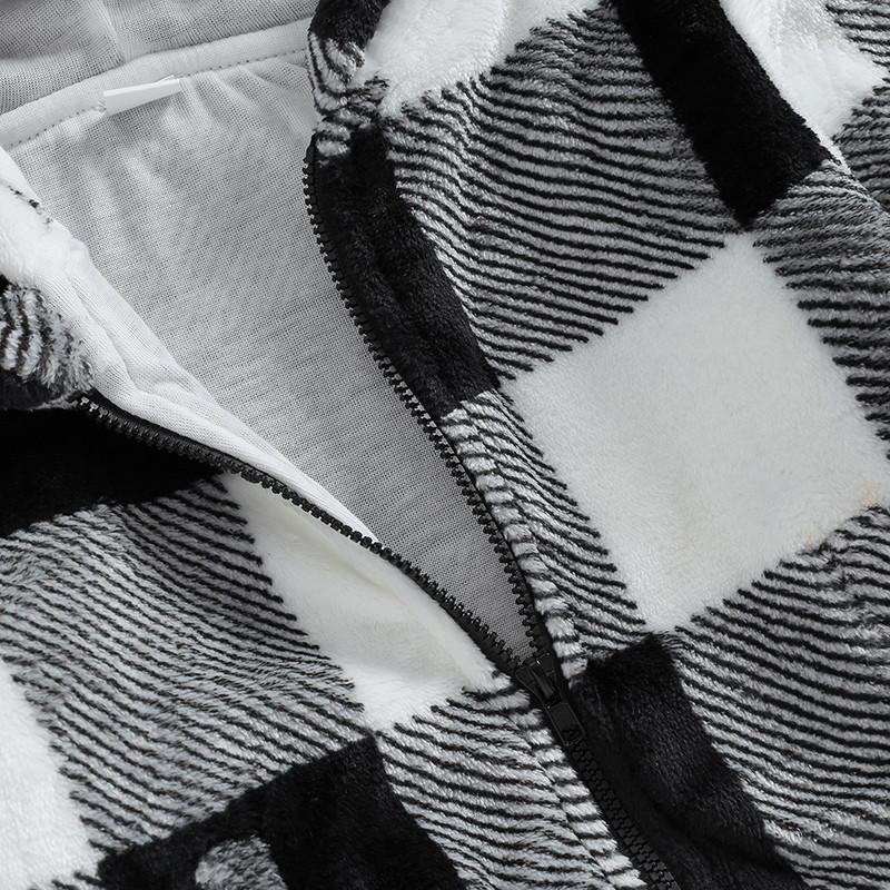 Dječja jakna s kapuljačom od 3 do 6 godina za djevojčice i dječake Karirana jakna s kapuljačom i dugim rukavima na patentni zatvarač Jesenska zima Gornja odjeća za djecu