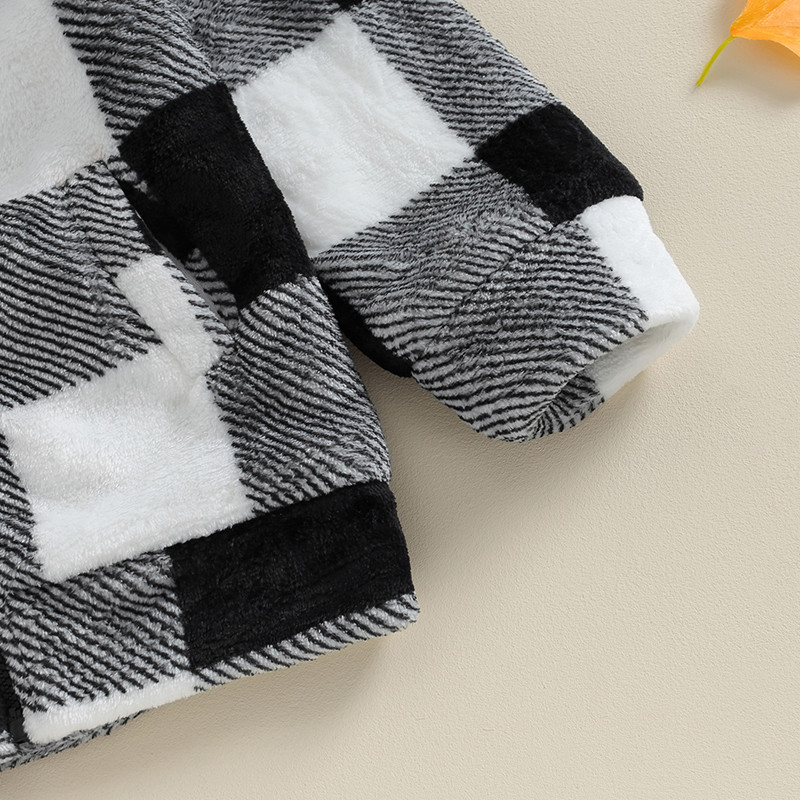 Dječja jakna s kapuljačom od 3 do 6 godina za djevojčice i dječake Karirana jakna s kapuljačom i dugim rukavima na patentni zatvarač Jesenska zima Gornja odjeća za djecu