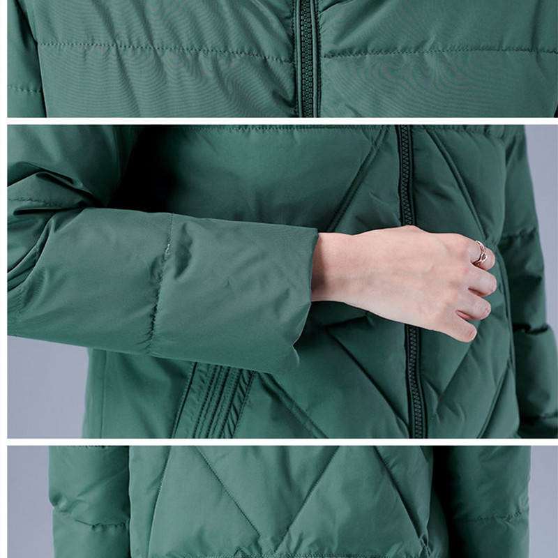 Iarnă calduroasă mărime mare 4xl parkas cu glugă paltoane femei largi, lungime mijlocie, pardesi din bumbac, îngroșare jachetă haine pentru zăpadă