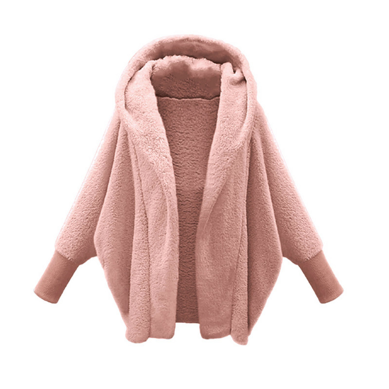 Ženski džemper s kapuljačom od flisa, jednobojni kardigan od janjećeg kašmira, jakna, kaput, ženski ležerni pliš, jesen, zima, pamučne majice dugih rukava