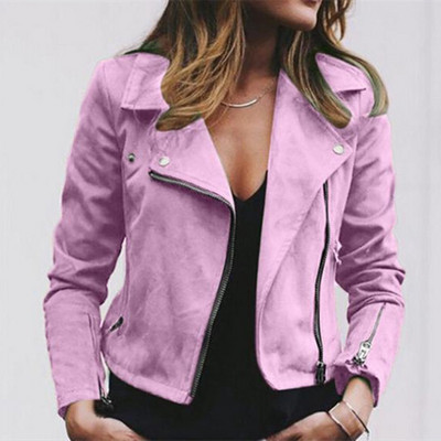 2022, toamnă iarnă, modă pentru femei, slim fit, haină scurtă, top, culoare uni, rever, cu fermoar diagonal, cardigan, jachetă pentru damă, blazer din piele intoarsa