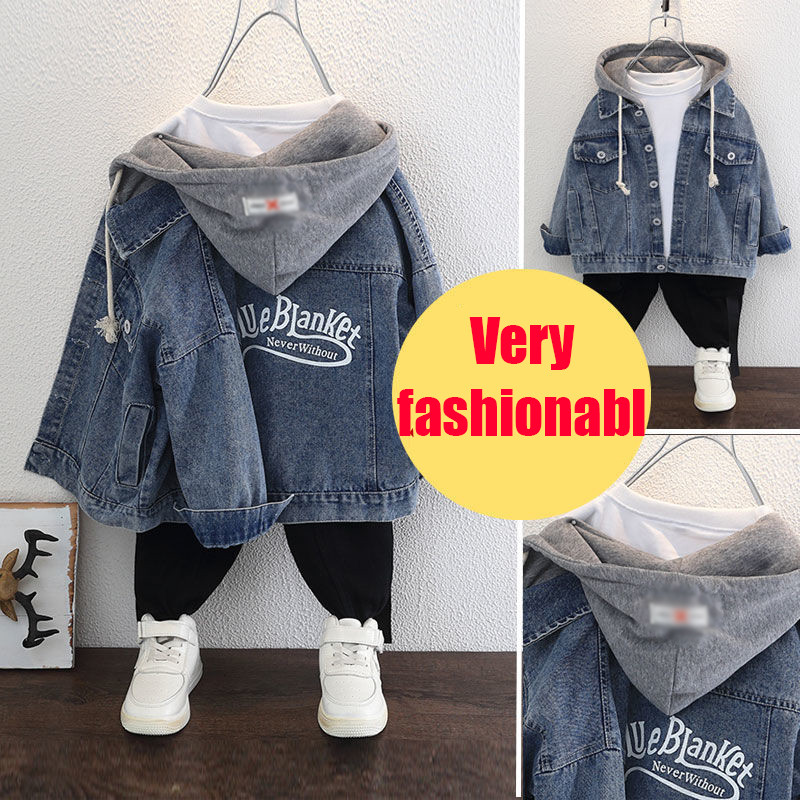 Jachetă de blugi pentru băieți, primăvară și toamnă, nouă, medie și mare, haină ocazională la modă, de culoare uni, pentru copii