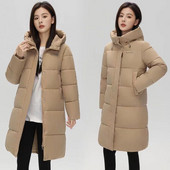 Jachetă de iarnă pentru femei Parka Jachete din puf Parka lungă și caldă cu glugă 2023, nou, pentru femei, din bumbac gros, haine pentru zăpadă, jachetă puf