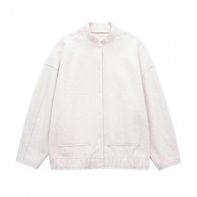 Ženska, široka, svestrana bomber jakna s džepovima i skrivenim gumbima, s okruglim izrezom i dugim rukavima, ležerni gornji kaputi Novo