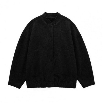 Ženska, široka, svestrana bomber jakna s džepovima i skrivenim gumbima, s okruglim izrezom i dugim rukavima, ležerni gornji kaputi Novo