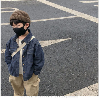 Момчета Дънки Връхни дрехи с отложна яка Едноредни 2023 Пролет Нови корейски старомодни Популярни дизайнерски деца Деца