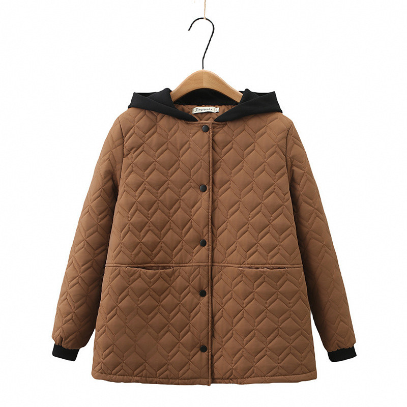 Rudens/ziemas jaka Sieviešu Parkas Kontrasts ar kapuci kokvilnas polsterēta jaka brīva sieviešu ziemas mētelis sieviešu virsdrēbes virsjaka 4XL