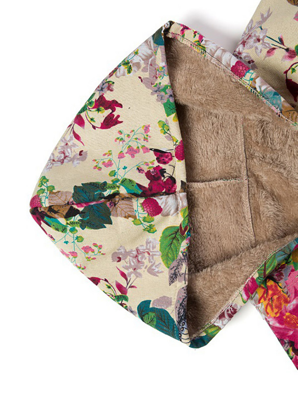 Fitshinling Vintage zimski kaput s cvjetnim printom Ženske majice Novo u gornjoj odjeći 2023. Uske plišane tople duge jakne na gumbe zakopčavanje