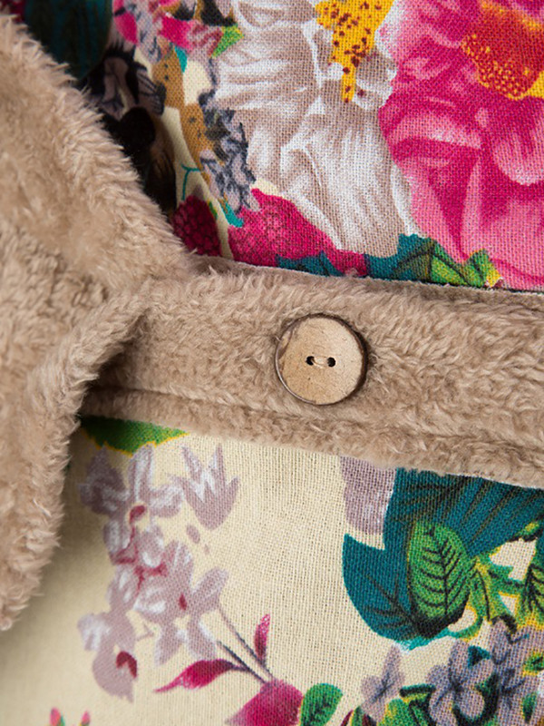 Fitshinling Vintage zimski kaput s cvjetnim printom Ženske majice Novo u gornjoj odjeći 2023. Uske plišane tople duge jakne na gumbe zakopčavanje