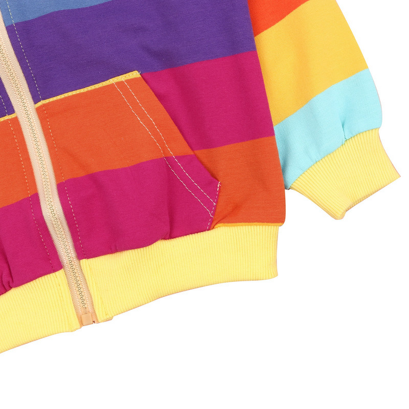 Jachetă cu dungi curcubeu mâneci lungi pentru sugari fetiță cu imprimare desene animate bluză pentru copii mici bluză pentru băieți bluze pentru fetițe haine Conjuntos Para NiñOs