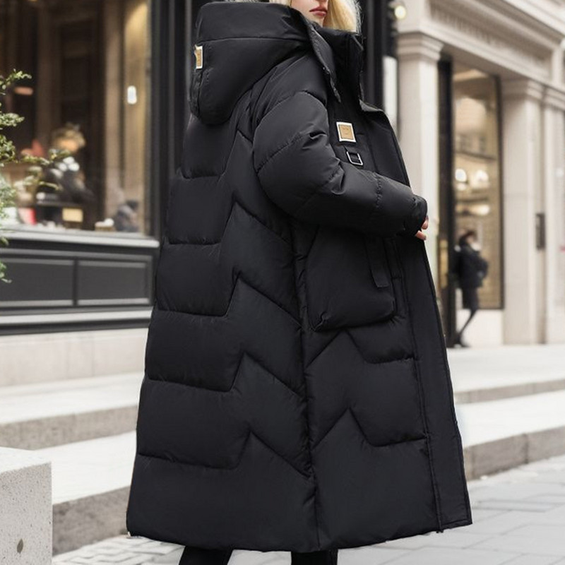 Paltoane lungi supradimensionate de puf Jachetă căptușită caldă Jachetă de puf de pluș de culoare solidă pentru femei.