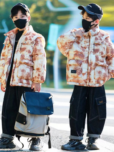 Jachetă groasă și călduroasă de iarnă pentru băieți plus haină din bumbac cu glugă din catifea Îmbrăcăminte pentru copii Parka căptușită cu bumbac Costum de zăpadă îmbrăcăminte exterioară