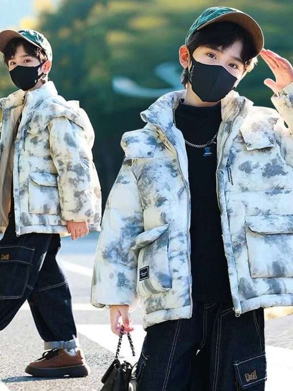 Jachetă groasă și călduroasă de iarnă pentru băieți plus haină din bumbac cu glugă din catifea Îmbrăcăminte pentru copii Parka căptușită cu bumbac Costum de zăpadă îmbrăcăminte exterioară