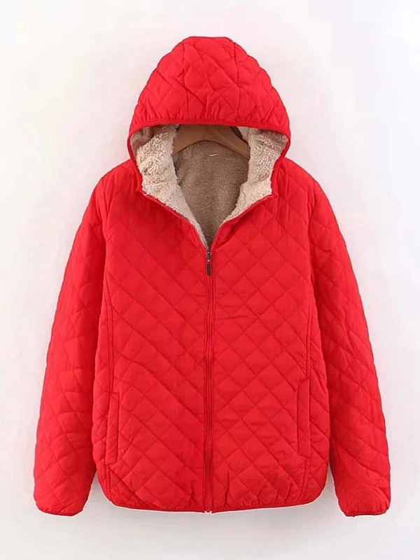 Novi ženski pamučni zimski kaput iz 2023. Ležerne široke jakne s kapuljačom i podstavljenim baršunom Janjeće vunene parke s vatom Karirani podebljani kaput