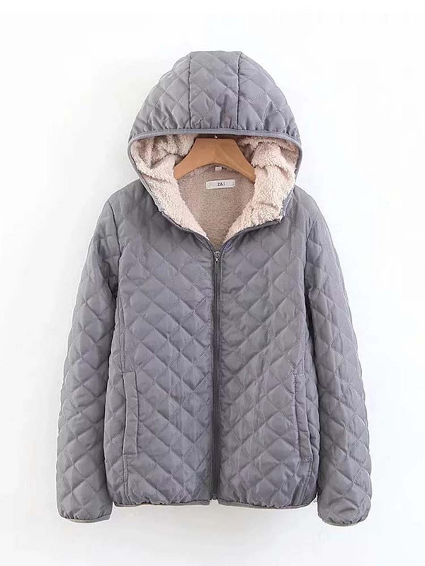 Novi ženski pamučni zimski kaput iz 2023. Ležerne široke jakne s kapuljačom i podstavljenim baršunom Janjeće vunene parke s vatom Karirani podebljani kaput