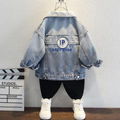 2-10 ani, nouă, primăvară, toamnă, jachetă de blugi pentru fete, model de litere de desene animate, haină de vânt pentru copii, îmbrăcăminte exterioară pentru copii