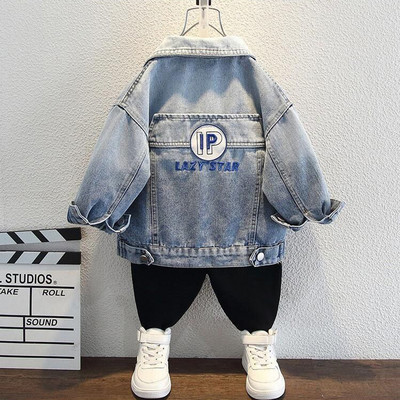 2-10 ani, nouă, primăvară, toamnă, jachetă de blugi pentru fete, model de litere de desene animate, haină de vânt pentru copii, îmbrăcăminte exterioară pentru copii