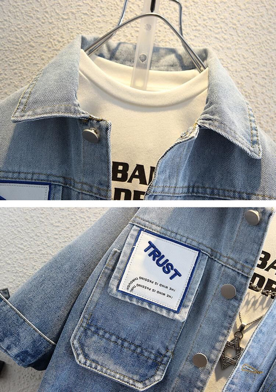 2-10 ani, nouă, primăvară, toamnă, jachetă de blugi pentru fete, model de litere de desene animate, haină de vânt pentru copii, îmbrăcăminte exterioară pentru copii