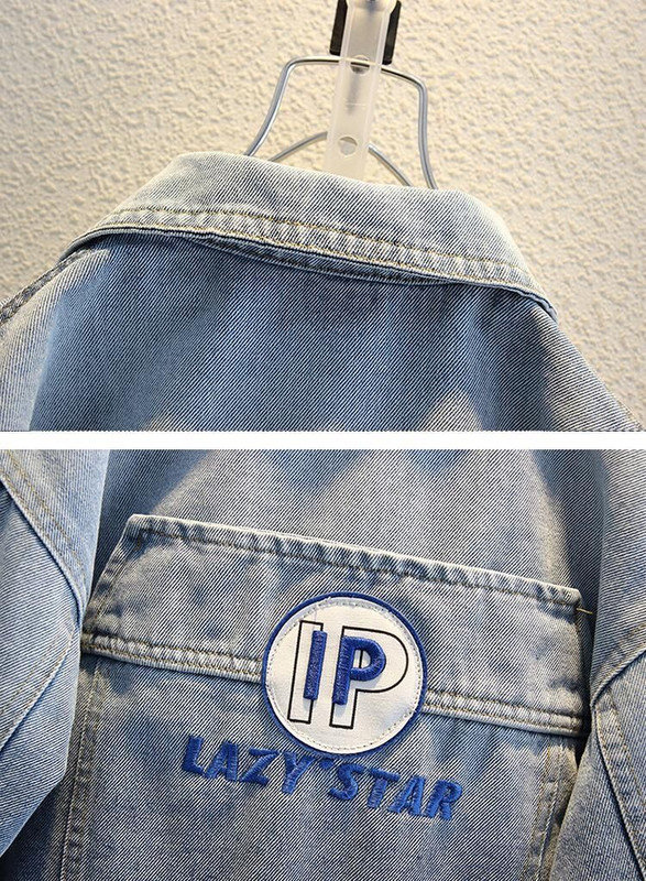 2-10 ani, nouă, primăvară, toamnă, jachetă de blugi pentru fete, model de litere de desene animate, haină de vânt pentru copii, îmbrăcăminte exterioară pentru copii