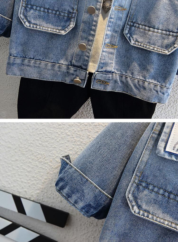 2-10 ani, nouă, primăvară, toamnă, jachetă de blugi pentru fete, model de litere de desene animate, haină de vânt pentru copii, îmbrăcăminte exterioară pentru copii