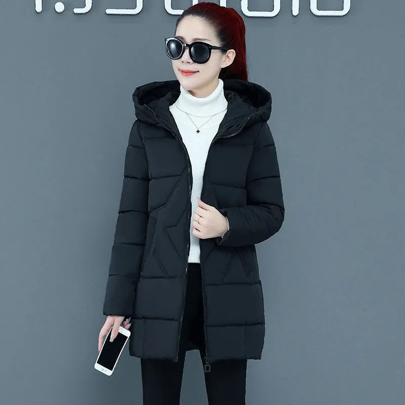 Jachete de iarnă pentru femei Jachete noi Parke pentru femei Jachetă căptușită din bumbac groasă, largi, simplu, lung, cu glugă, pardesiu de bază cald