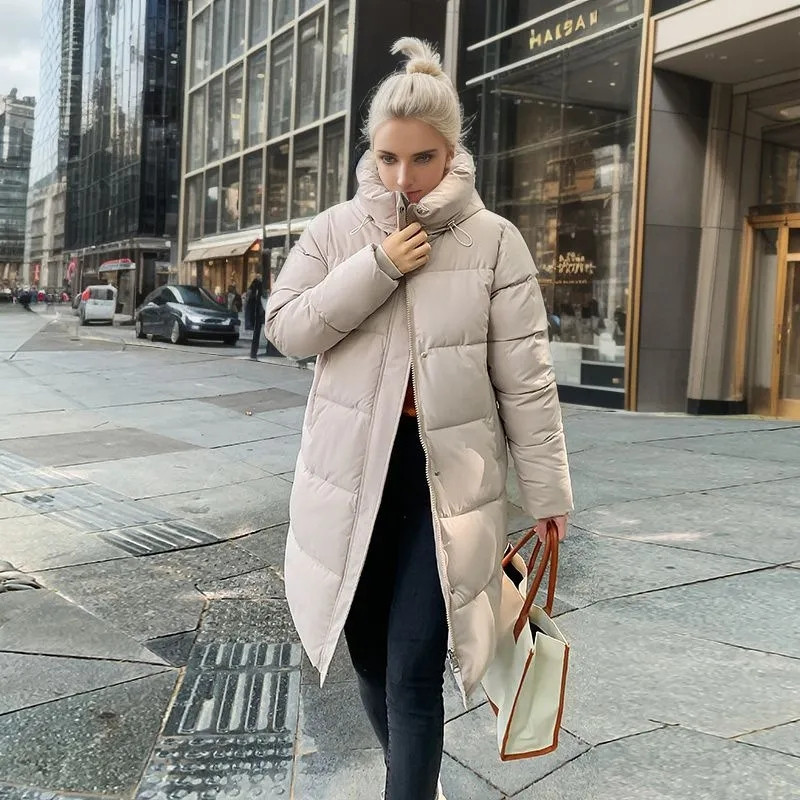 Iarna 2023 Parka lungă pentru femei, ocazional, haină cu glugă îngroșată pentru femei, iarnă largi, îmbrăcăminte puf, jachete, haină căptușită rezistentă la vânt