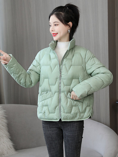 Sieviešu ziemas mēteļi, 2023. gada jauni virsdrēbes korejiešu modes kabatas ar rāvējslēdzēju, šauras, mazas, kokvilnas polsterētas, siltas parkas vintage jakas topi