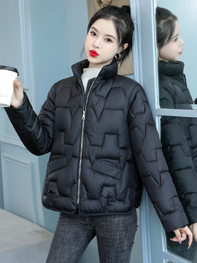 Sieviešu ziemas mēteļi, 2023. gada jauni virsdrēbes korejiešu modes kabatas ar rāvējslēdzēju, šauras, mazas, kokvilnas polsterētas, siltas parkas vintage jakas topi