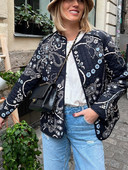 TRAF FANS 2023. Zimski otisnuti ženski kaput s podstavljenim pamukom, dugi rukavi, džepovi, gumbi, široka jakna, ženska gornja jakna y2k retro