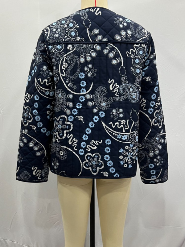 TRAF FANS 2023. Zimski otisnuti ženski kaput s podstavljenim pamukom, dugi rukavi, džepovi, gumbi, široka jakna, ženska gornja jakna y2k retro