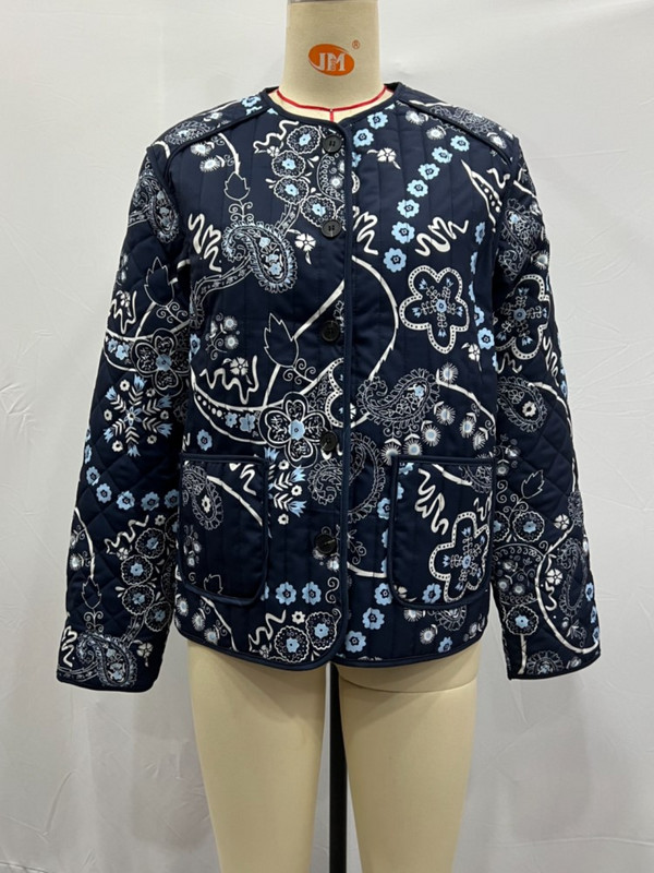 TRAF FANS 2023. Zimski otisnuti ženski kaput s podstavljenim pamukom, dugi rukavi, džepovi, gumbi, široka jakna, ženska gornja jakna y2k retro