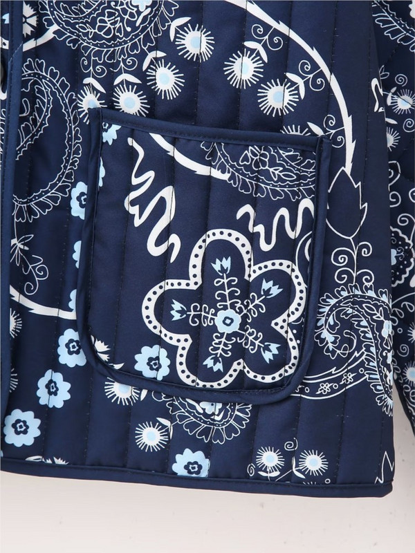 TRAF FANS 2023. Zimski otisnuti ženski kaput s podstavljenim pamukom, dugi rukavi, džepovi, gumbi, široka jakna, ženska gornja jakna y2k retro