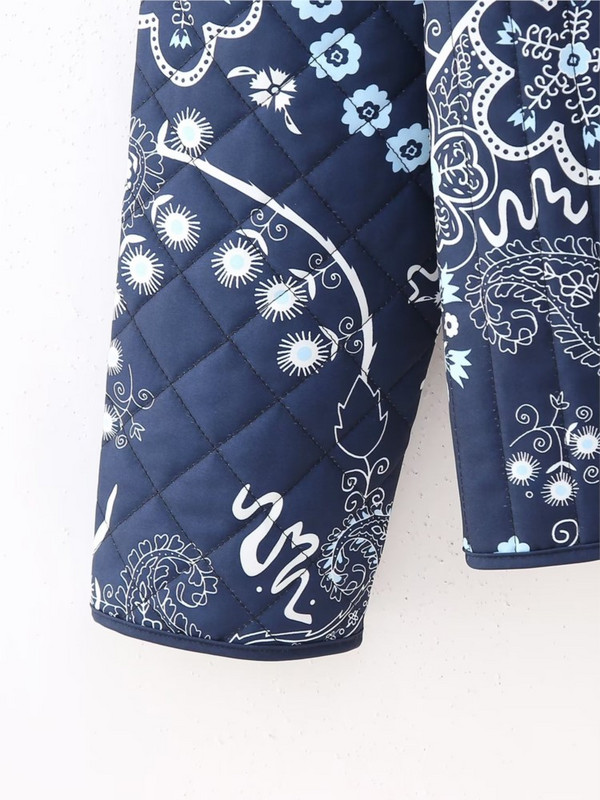 TRAF FANS 2023. Zimski otisnuti ženski kaput s podstavljenim pamukom, dugi rukavi, džepovi, gumbi, široka jakna, ženska gornja jakna y2k retro