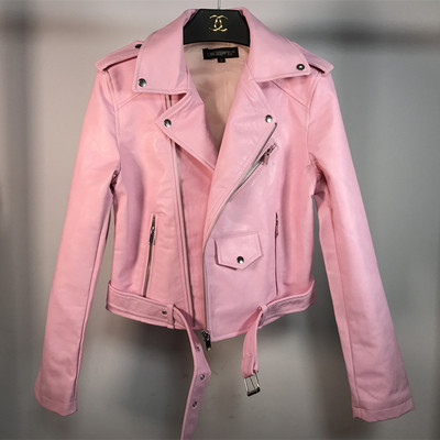 Ženska kožna jakna Ženska odjeća 2020. Proljeće Korean Fit Streetwear Pu Pink Biker Jakne Eleagnt Kožni kaput LW486