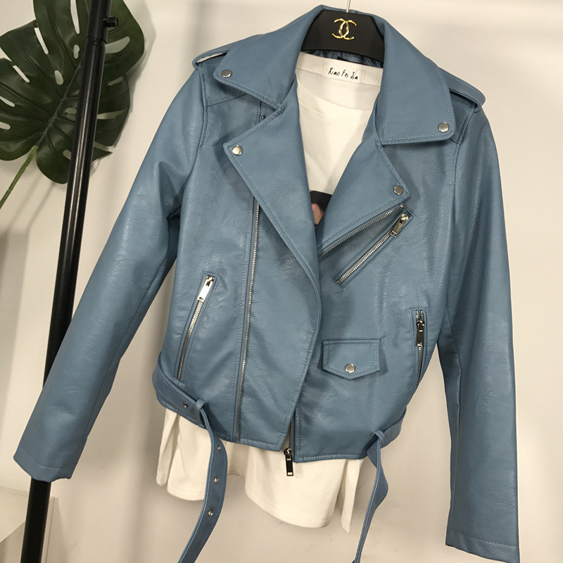 Ženska kožna jakna Ženska odjeća 2020. Proljeće Korean Fit Streetwear Pu Pink Biker Jakne Eleagnt Kožni kaput LW486