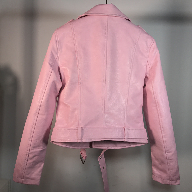 Ženska kožna jakna Ženska odjeća 2020. Proljeće Korean Fit Streetwear Pu Pink Biker Jakne Eleagnt Kožni kaput LW486