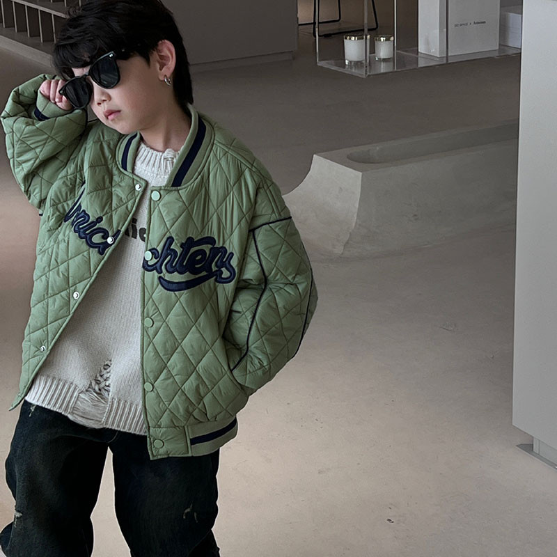 Zimski novi kaput za bejzbol s izvezenim slovima za dječake 2023. Gornja odjeća od pamučnog kaputa 4-98