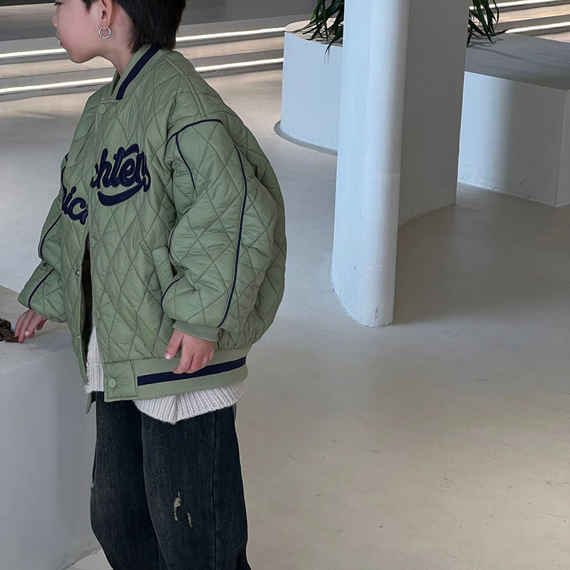 Zimski novi kaput za bejzbol s izvezenim slovima za dječake 2023. Gornja odjeća od pamučnog kaputa 4-98