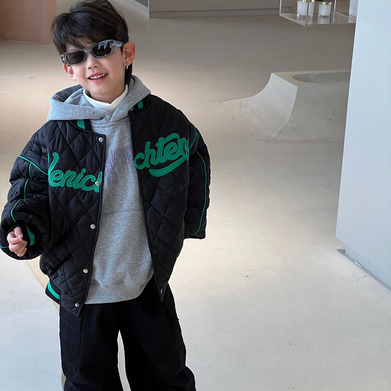 Zimski novi kaput za bejzbol s izvezenim slovima za dječake 2023. Gornja odjeća od pamučnog kaputa 4-98