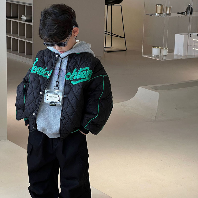 Zimski novi kaput za bejzbol s izvezenim slovima za dječake 2023. Gornja odjeća od pamučnog kaputa 4-98