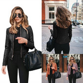 2023. Modna kožna jakna proljeće jesen Ženski kratki kaput Ulična odjeća Ženska PU koža Samostojeći ovratnik s patentnim zatvaračem Mala gornja odjeća