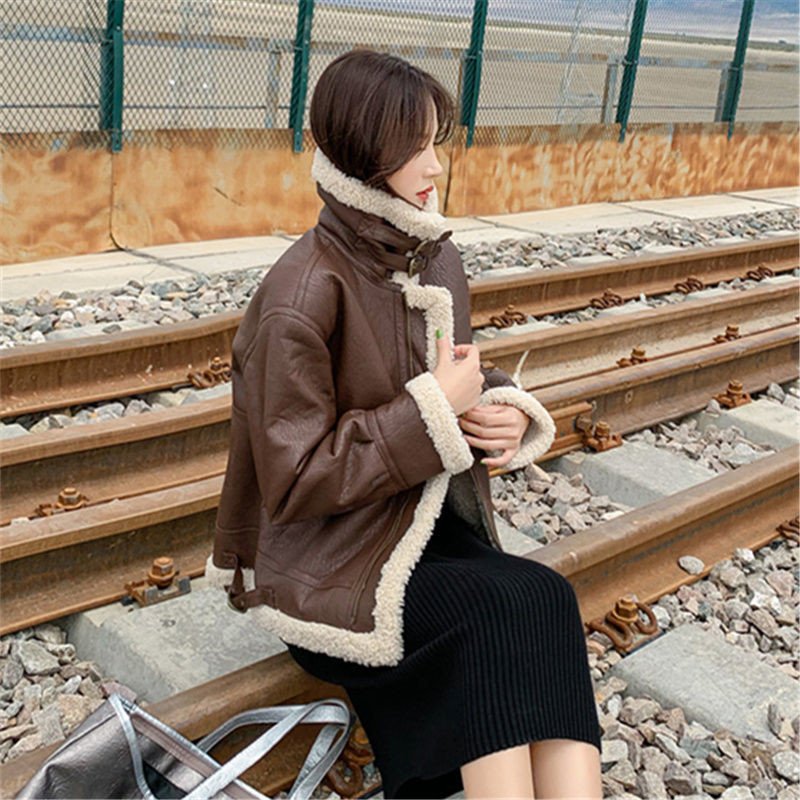 Ženska jakna od umjetne kože Kaput Ženska jakna Modna motociklistička odjeća Jesen Zimska odjeća Kožni kaput Veste Femme